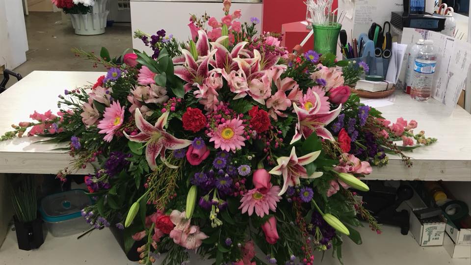 Lovely in Pink Casket Spray – WALKER'S FLOWER BASKET, Winfield WV