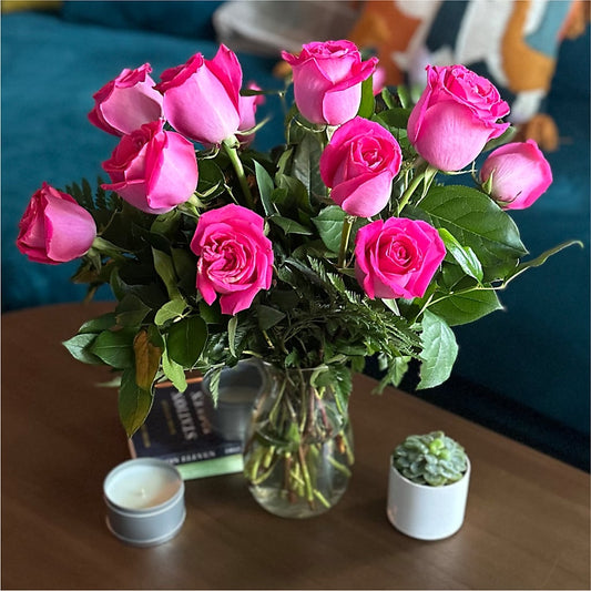 Long Stem Pink Rose Bouquet – WALKER'S FLOWER BASKET, Winfield WV