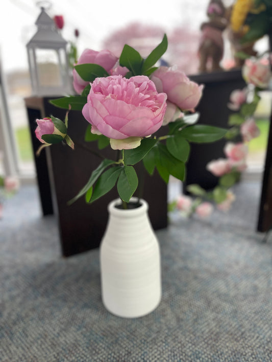 Silk Peony Premade Vase