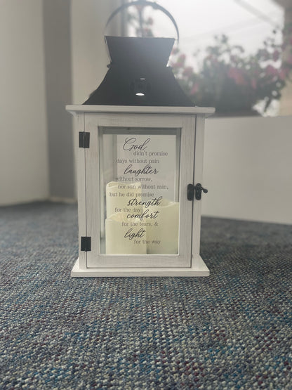 God Didn't Promise Lantern  – WALKER'S FLOWER BASKET, Winfield WV