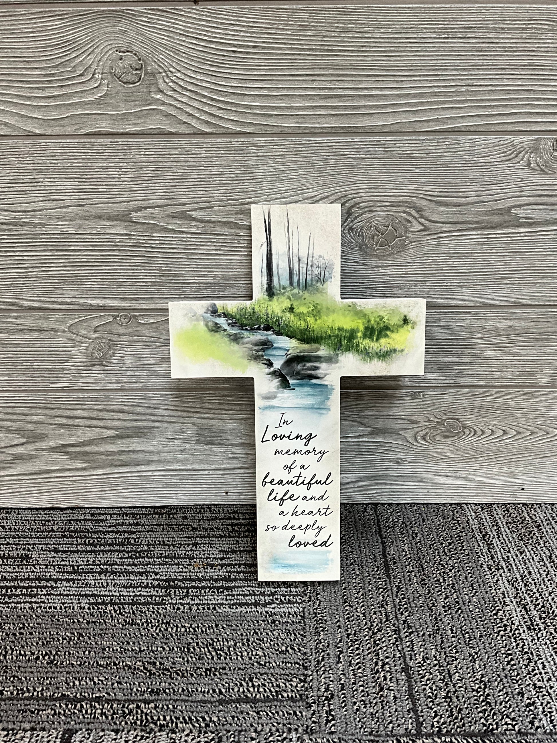In Loving Memory Wooden CrossWalker's Flower Basket